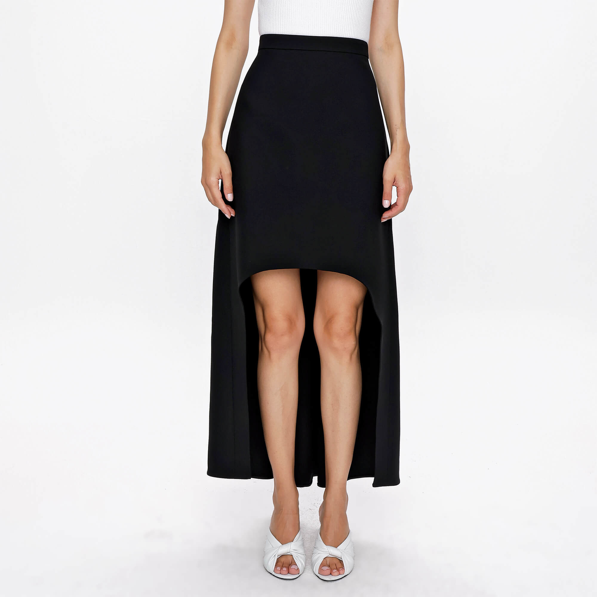 Alexander McQueen - Black Poplin Asymmetrical Cut Skirt